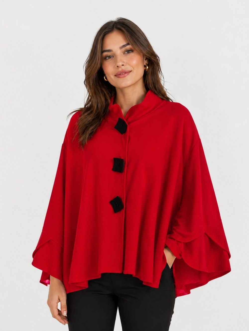 Joseph Ribkoff Red Cape Poncho Top Size 22 Plus Size Made in Canada